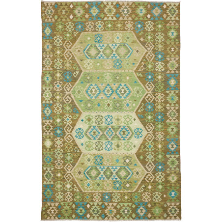 Rug Kilim Afghanistan 197x307 Green Brown Turqu