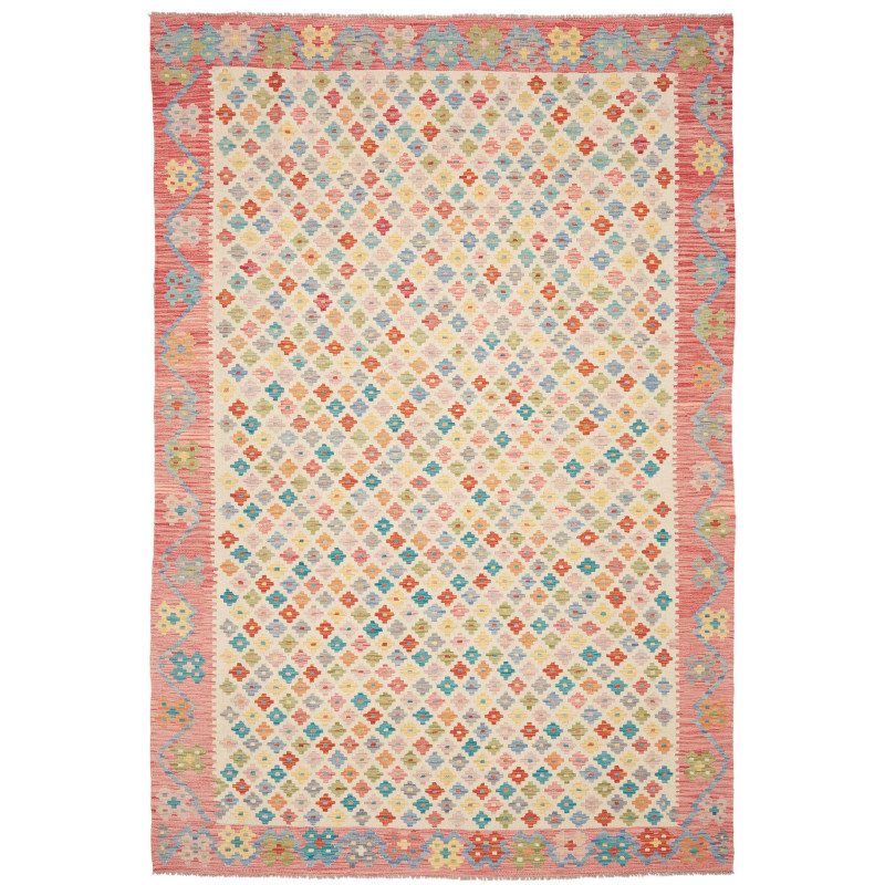 Rug Kilim Afghanistan 198x297 Cream Coral Multi