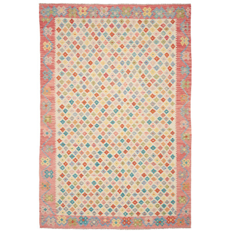 Rug Kilim Afghanistan 198x297 Cream Coral Multi