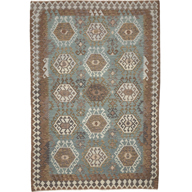 Rug Kilim Afghanistan 203x294 Teal Brown Beige