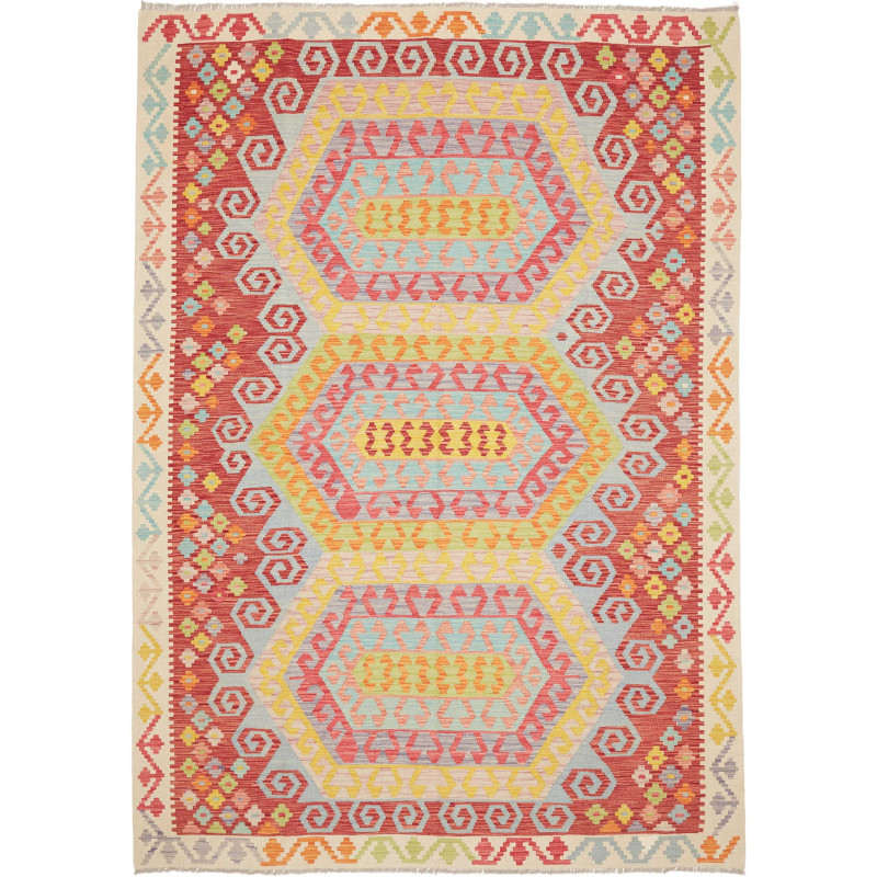Rug Kilim Afghanistan 206x288 Red Blue Yellow