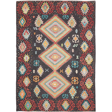 Rug Kilim Afghanistan 206x291 Dark Grey Black R