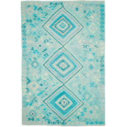 Rug Kilim Afghanistan 203x306 Turquoise Blue Aq
