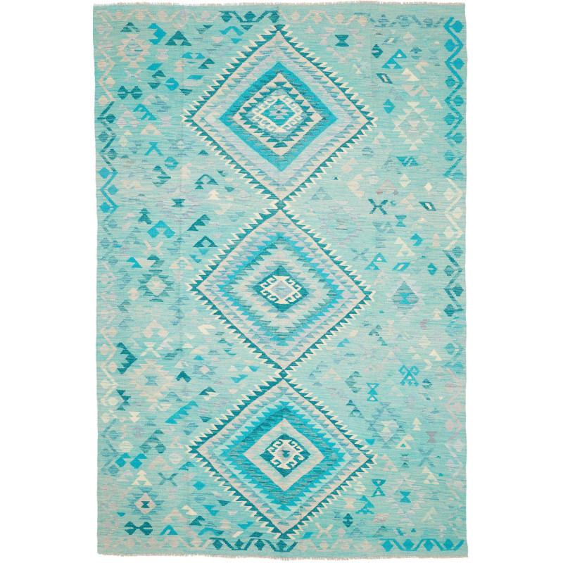 Rug Kilim Afghanistan 203x306 Turquoise Blue Aq