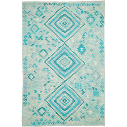 Rug Kilim Afghanistan 205x307 Aqua Blue Light T