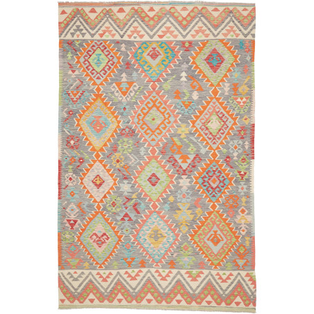 Rug Kilim Afghanistan 203x317 Grey Orange Coral