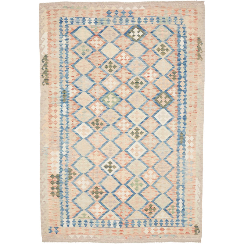 Rug Kilim Afghanistan 200x292 Beige Peach Blue
