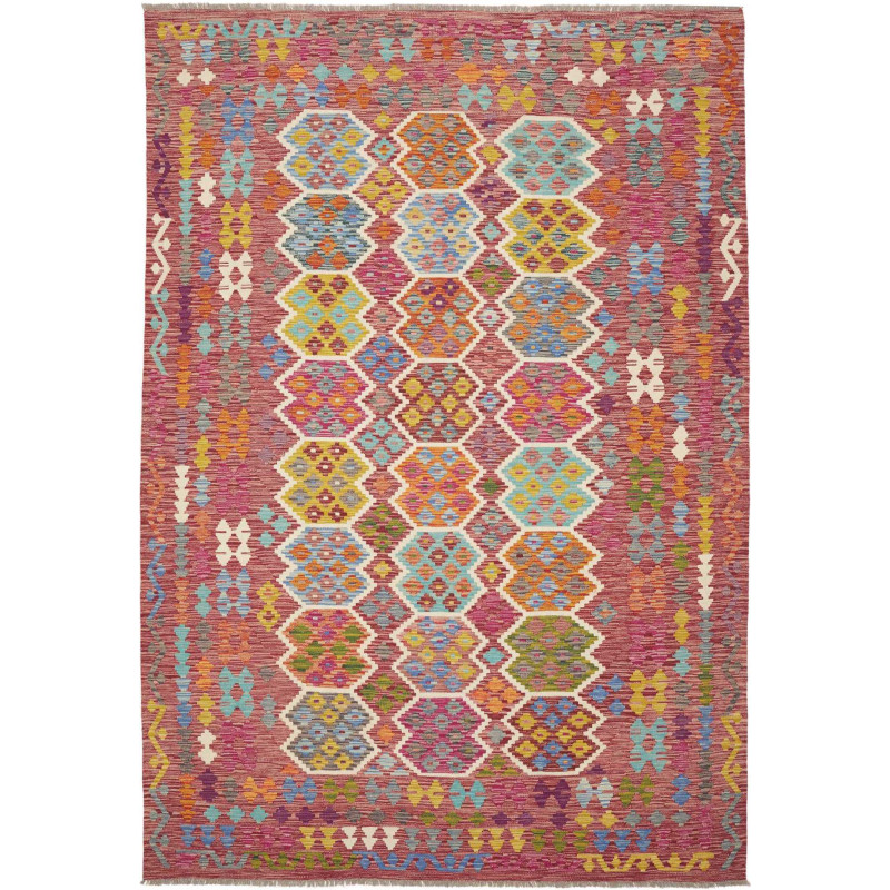 Rug Kilim Afghanistan 201x294 Fuchsia Red Blue