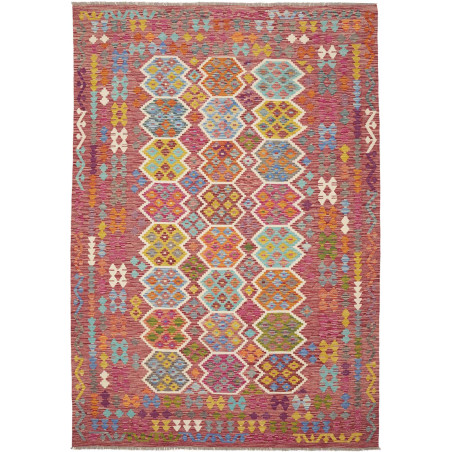 Rug Kilim Afghanistan 201x294 Fuchsia Red Blue