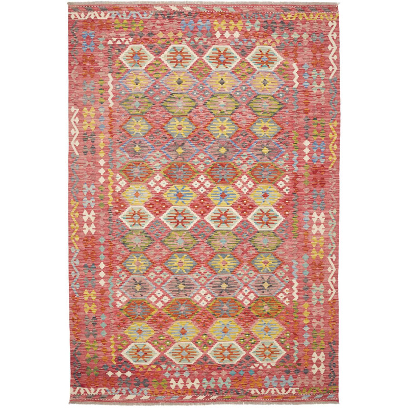 Rug Kilim Afghanistan 203x298 Pink Red Yellow B