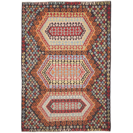 Rug Kilim Afghanistan 201x290 Dark Brown Multic