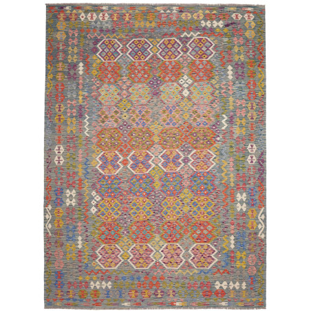 Rug Kilim Afghanistan 253x349 Blue Grey Orange