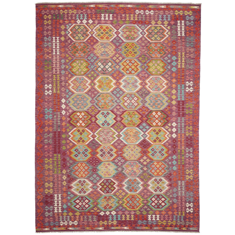 Rug Kilim Afghanistan 254x346 Burgundy Plum Tur