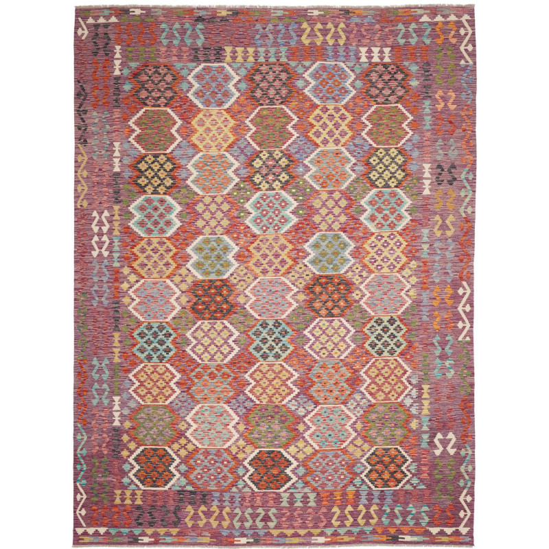 Rug Kilim Afghanistan 255x344 Purple Red Orange