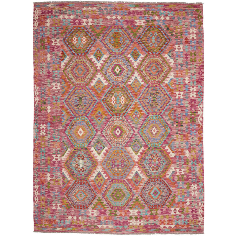 Rug Kilim Afghanistan 255x345 Pink Coral Orange