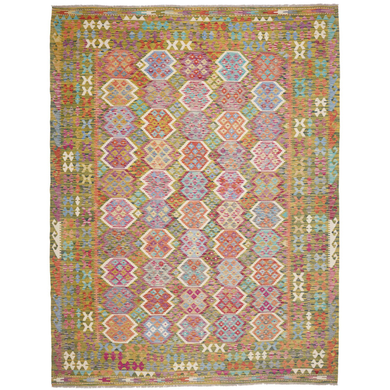 Rug Kilim Afghanistan 262x345 Olive Green Mauve