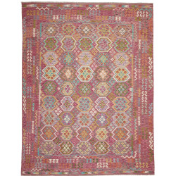 Rug Kilim Afghanistan 266x343 Magenta Pink Teal