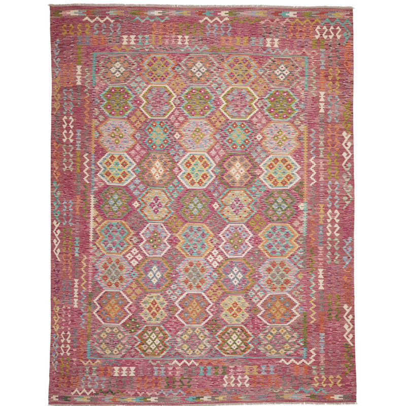 Rug Kilim Afghanistan 266x343 Magenta Pink Teal