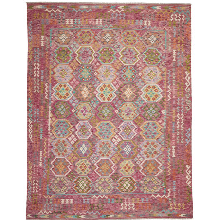 Rug Kilim Afghanistan 266x343 Magenta Pink Teal