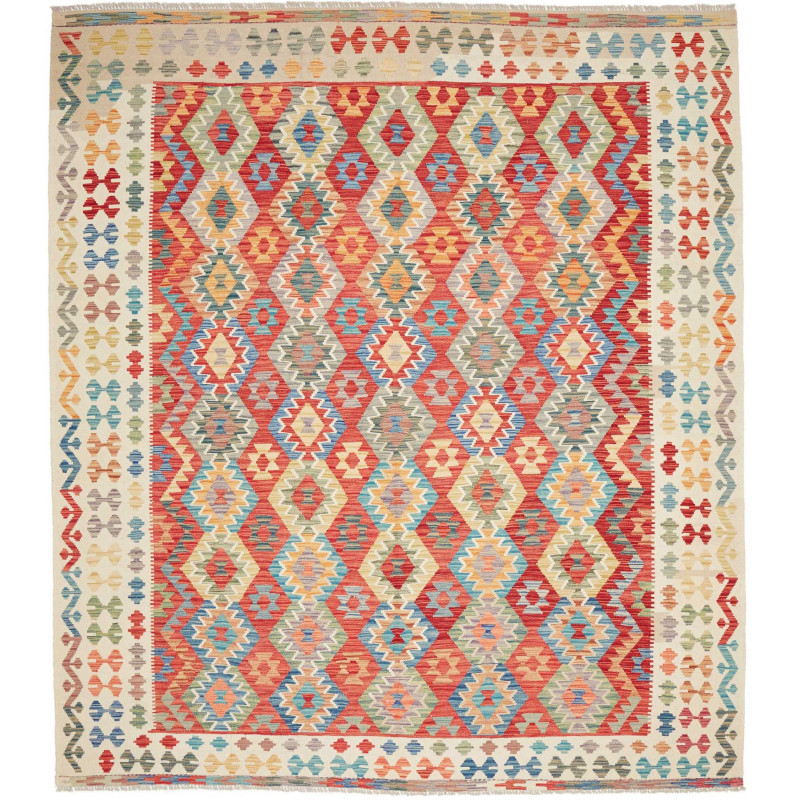 Rug Kilim Afghanistan 255x288 Red Cream Blue Gr