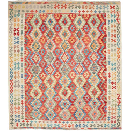 Rug Kilim Afghanistan 255x288 Red Cream Blue Gr