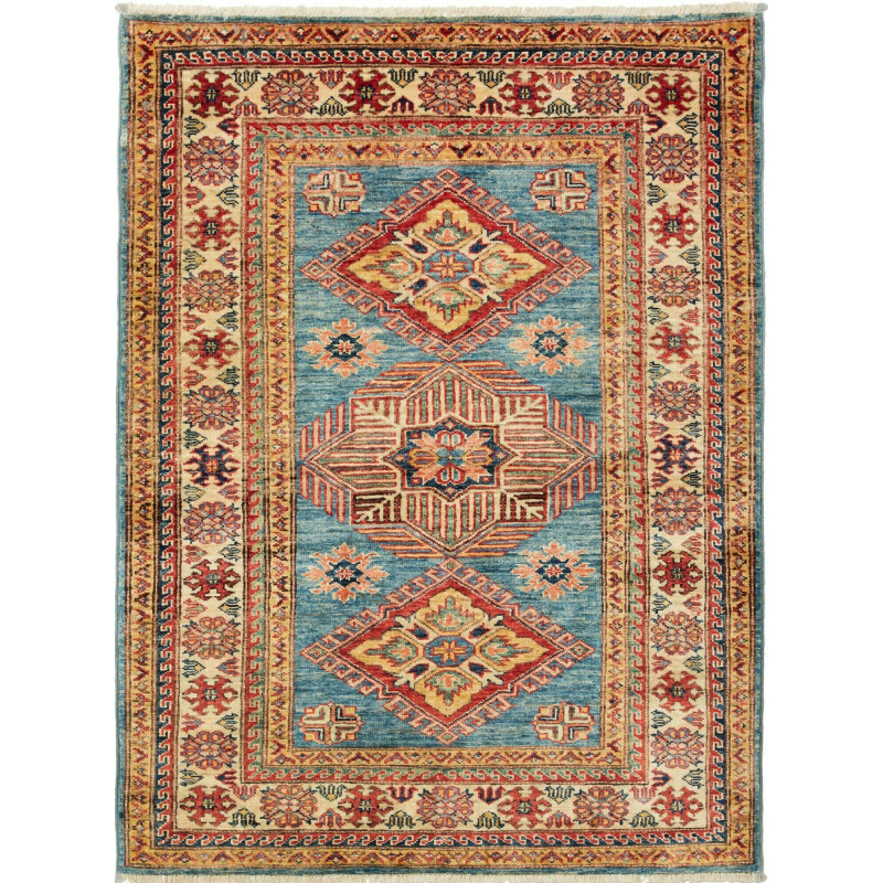 Rug Kazak Fine Pakistan 100x134 Turquoise Blue