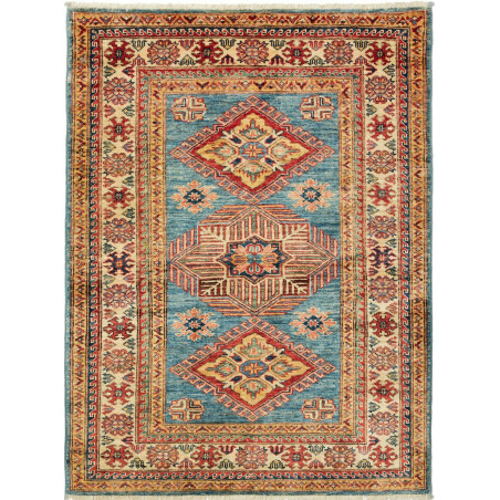 Rug Kazak Fine Pakistan 100x134 Turquoise Blue