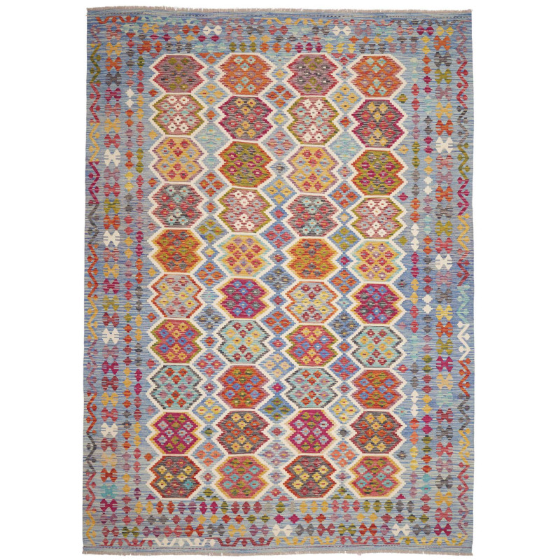 Rug Kilim Afghanistan 253x353 Sky Blue Fuchsia