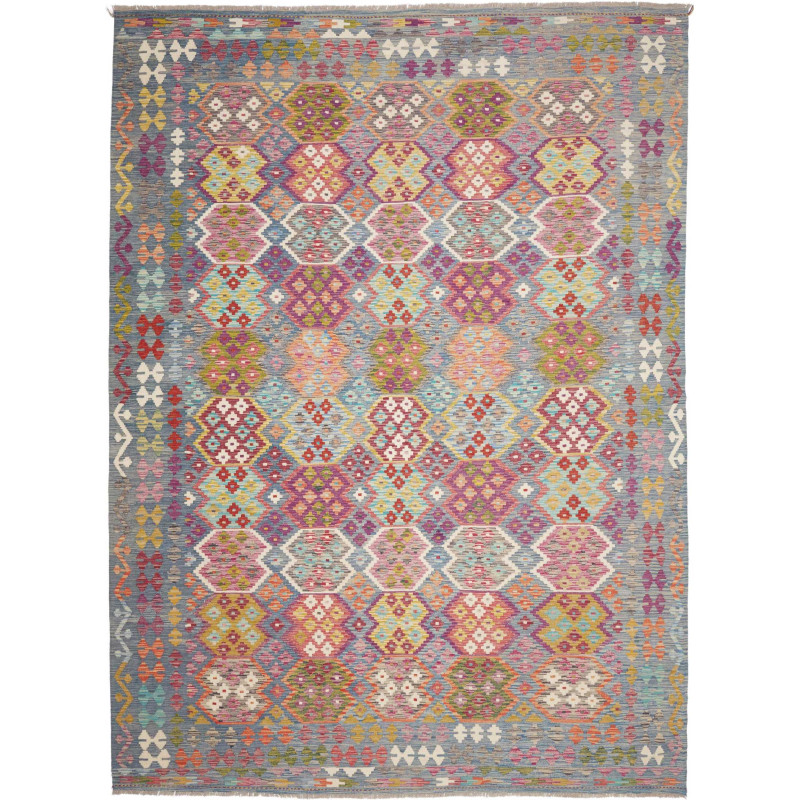 Rug Kilim Afghanistan 264x360 Grey Blue Pink Fu