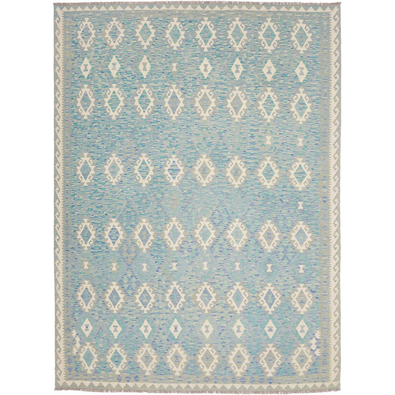 Rug Kilim Afghanistan 266x352 Blue Azure Cream