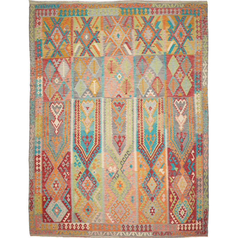 Rug Kilim Afghanistan 305x400 Teal Orange Terra
