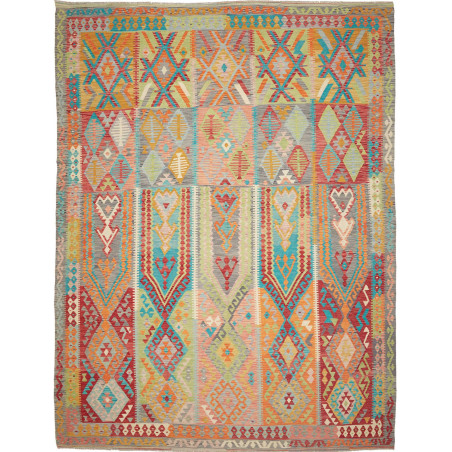 Rug Kilim Afghanistan 305x400 Teal Orange Terra