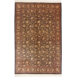 Hand Made Rug Ghom Silk Persia 130x198 Black Be