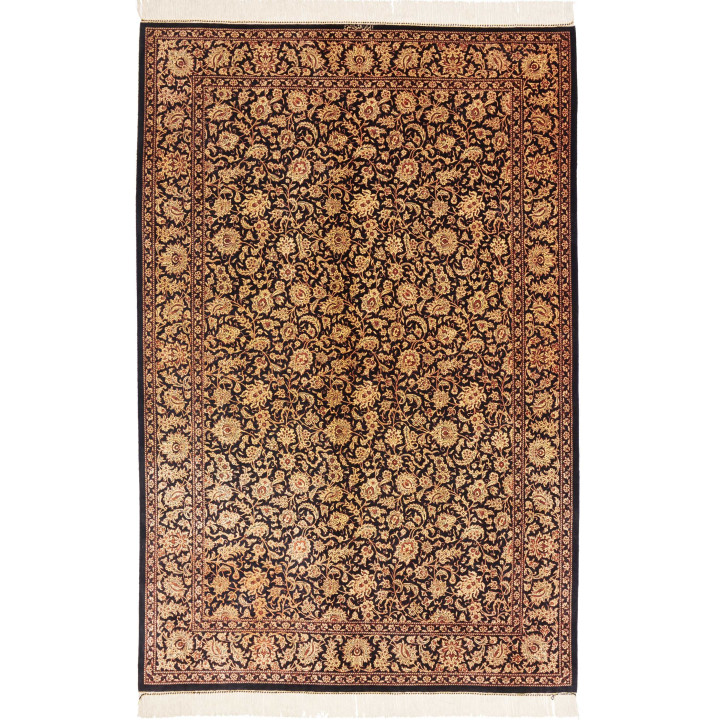 Hand Made Rug Ghom Silk Persia 130x198 Black Be