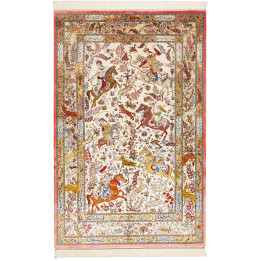 Hand Made Rug Ghom Silk Persia 129x203 Beige Co