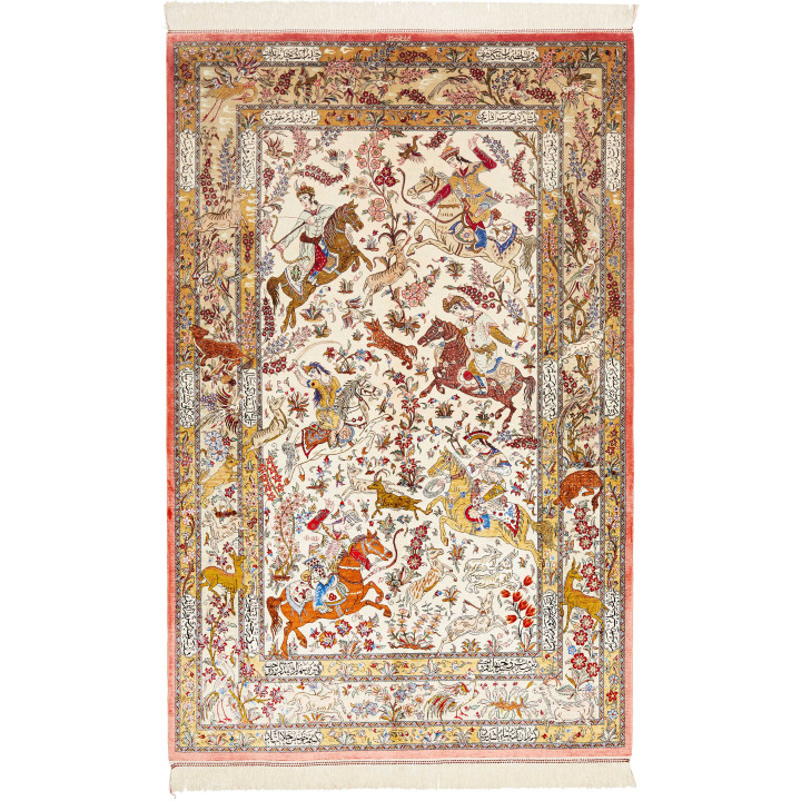 Hand Made Rug Ghom Silk Persia 129x203 Beige Co