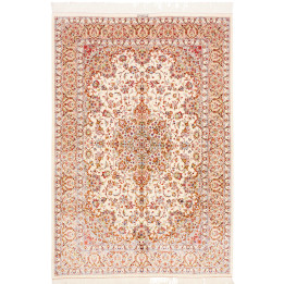 Hand Made Rug Ghom Silk Persia 135x199 Ivory Br