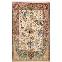 Hand Made Rug Ghom Silk Persia 130x197 Ivory Br