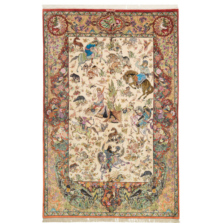 Hand Made Rug Ghom Silk Persia 130x197 Ivory Br