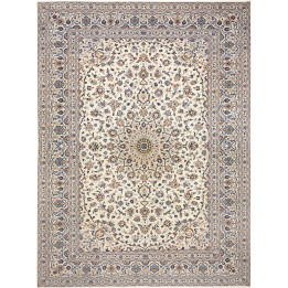 Hand Made Rug Kashan Persia 294x400 Ivory Blue