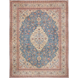 Tappeto Originale Kashan Persia 283x382 Blu Azz