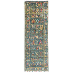 Rug Rubin Pakistan 72x216 Petrol Blue Red Gold