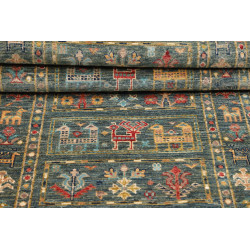 Rug Rubin Pakistan 76x237 Petrol Blue Ocher Rus