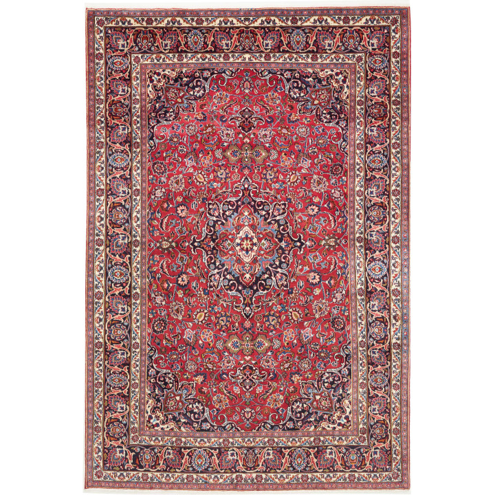 Hand Made Rug Mashad Persia 193x289 Red Dark Bl