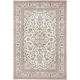Hand Made Rug Kashan Persia 196x295 Ivory Blue