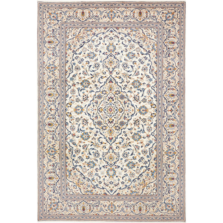 Hand Made Rug Kashan Persia 196x295 Ivory Blue