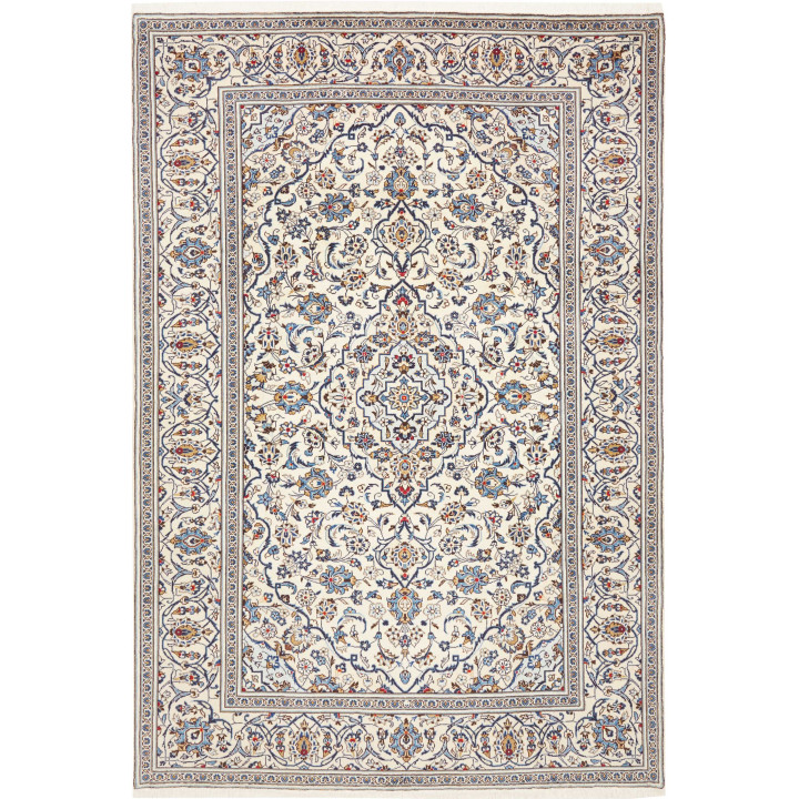Hand Made Rug Kashan Persia 197x293 Ivory Cobal