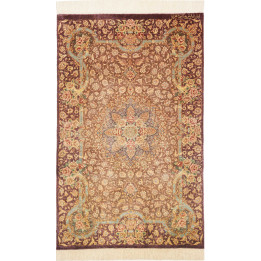 Hand Made Rug Ghom Silk Persia 77x121 Burgundy