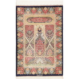Hand Made Rug Ghom Silk Persia 60x90 Dark Blue