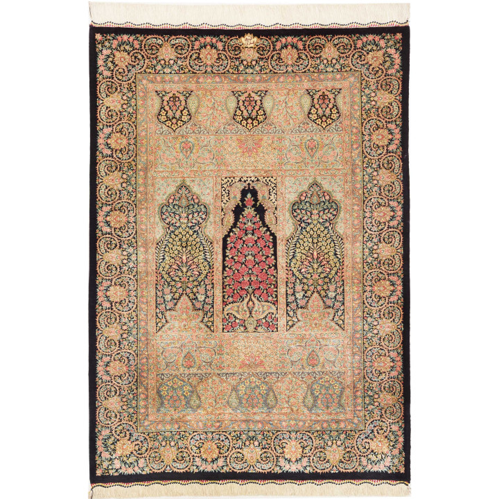 Tappeto Originale Ghom Seta Persia 82x118 Nero